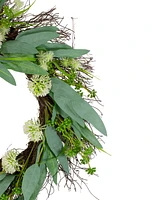 Northlight Olive Leaf and Floral Twig Spring Wreath, 23"