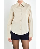 Women's Accent Collar Poplin Dress Shirt