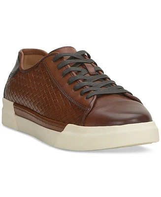 Vince Camuto Men's Raigan Leather Low-Top Woven Sneaker