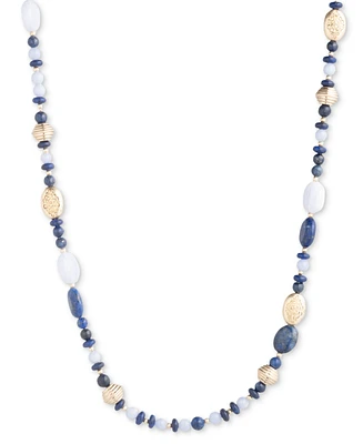 Lauren Ralph Lauren Gold-Tone Natural Stone Beaded Collar Necklace, 17" + 3" extender