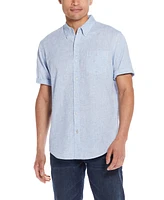 Weatherproof Vintage Men's Short Sleeve Solid Linen Cotton Shirt