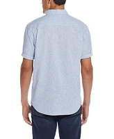 Weatherproof Vintage Men's Short Sleeve Solid Linen Cotton Shirt