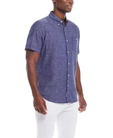 Weatherproof Vintage Men's Short Sleeve Solid Linen Cotton Shirt