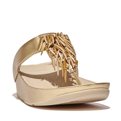 FitFlop Women's Rumba Beaded Metallic Toe-Post Sandals