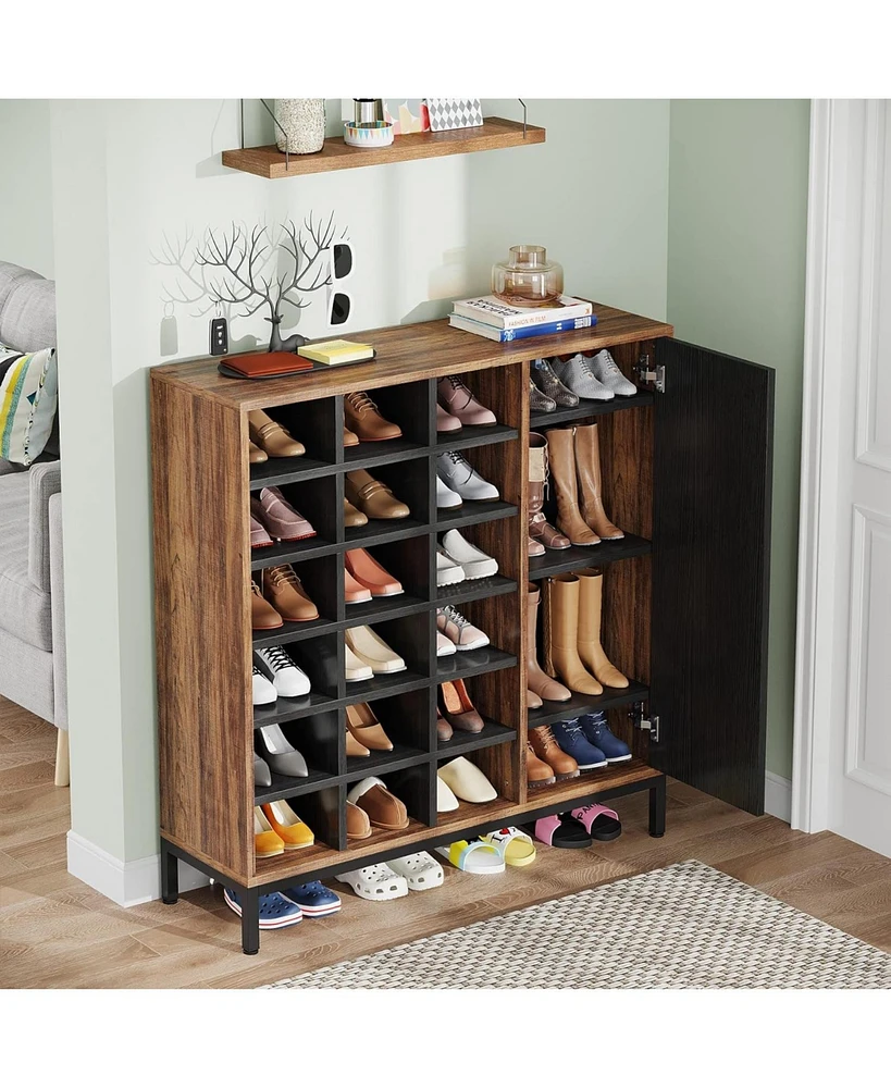 Tribesigns Shoe Cabinet for Entryway, 6-tier Shoe Rack with Doors & 23 Cubbies, 23-26 Pair Shoe Storage Cabinet with Adjustable Shelves