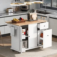Rolling Kitchen Cart with Drop Leaf & Storage