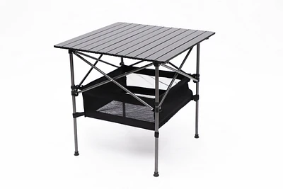 Simplie Fun Folding Outdoor Table with Carrying Bag, Lightweight Aluminum Square Table 27.56x27.56x27.56in Black