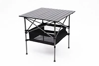 Folding Outdoor Table with Carrying Bag, Lightweight Aluminum Square Table 27.56x27.56x27.56in Black