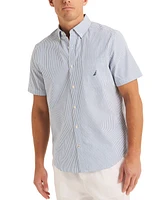 Nautica Men's Striped Seersucker Short Sleeve Button-Down Shirt