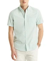 Nautica Men's Striped Seersucker Short Sleeve Button-Down Shirt