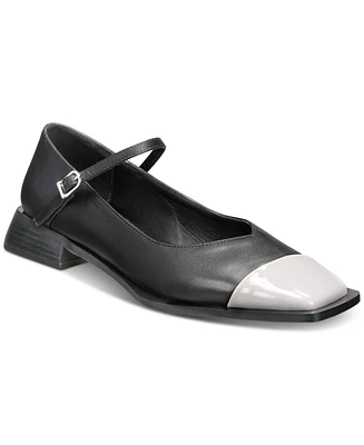 Vaila Shoes Women's Penelope Square-Toe Mary Jane Block-Heel Flats