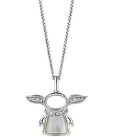 Star Wars Wonder Fine Jewelry Mother of Pearl & Diamond (1-1/10 ct. t.w.) Grogu 18" Pendant Necklace in Sterling Silver