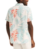 Nautica Men's Leaf Print Short Sleeve Button-Front Shirt