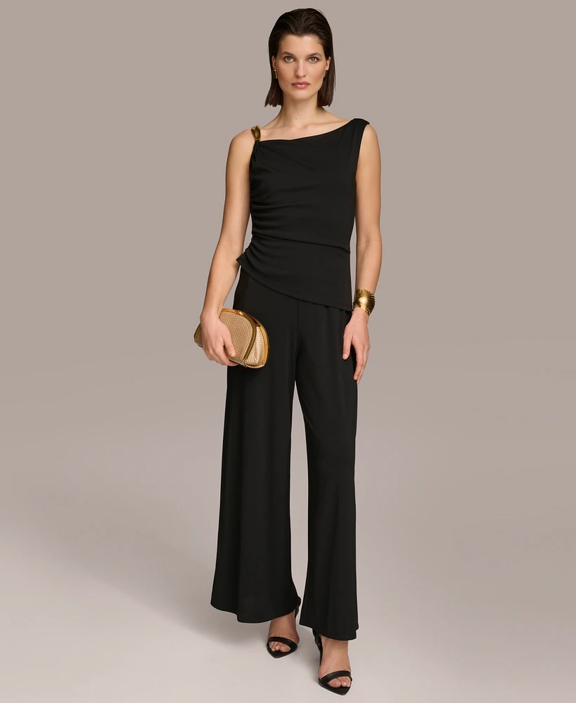 Donna Karan Women's Hardware-Strap Ruched Jumpsuit