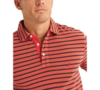 Nautica Men's Striped Pique Short Sleeve Polo Shirt