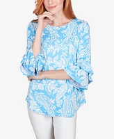 Ruby Rd. Petite Monotone Paisley Puff Print Party Top