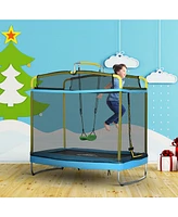 Qaba 3-In-1 Trampoline for Kids, 6.9' Kids Trampoline with Net, Light Blue