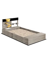 Outsunny PawHut Wooden Sandbox with Liner, Kitchen Design, Sink for 3-7 Years Old