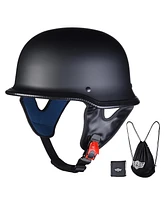 Ahr Run-g Dot German Style Motorcycle Half Helmet Open Face Cruiser Chopper Biker Skull Cap