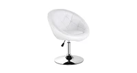 1 Pc ModernAdjustable Swivel Round Pu Leather Chair-White