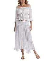 Dotti Women's Button-Front Cotton Skirt Swim Cover-Up