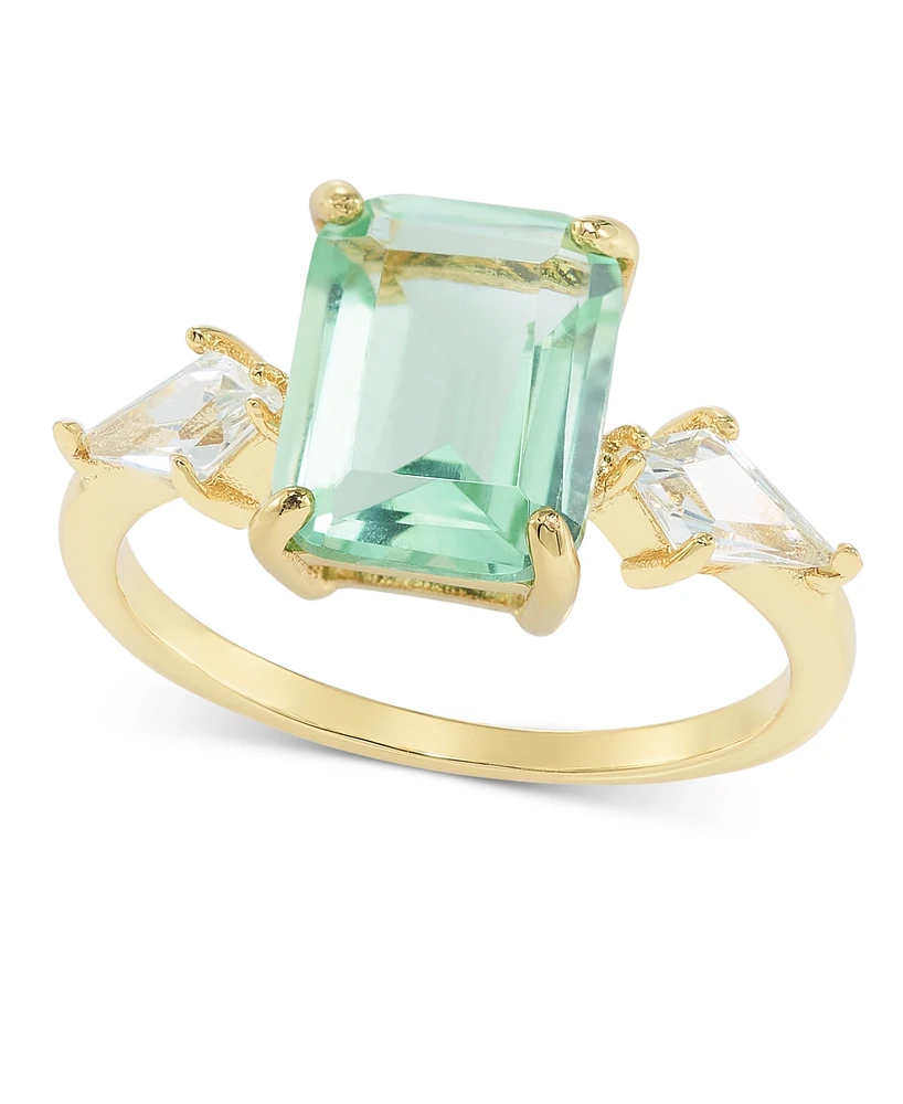 Charter Club Gold-Tone Green Crystal & Cubic Zirconia Ring, Created for Macy's