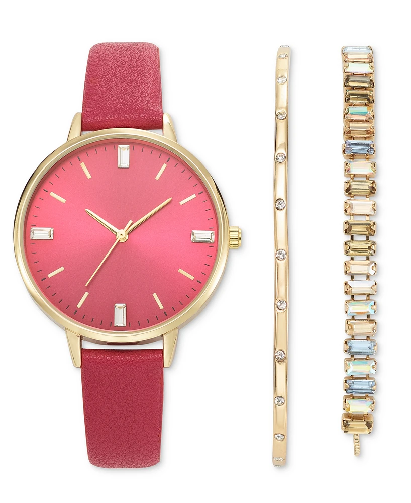 I.n.c. International Concepts Women's Pink Strap Watch 38mm Set, Created for Macy's