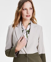 Tahari Asl Women's Peak-Lapel Colorblocked Single-Button Blazer