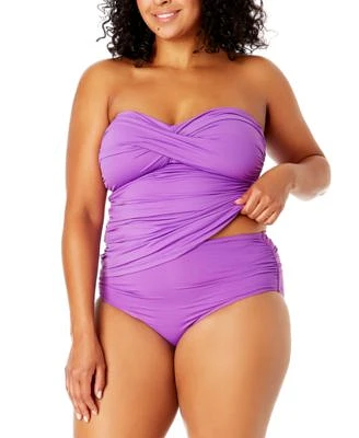 Anne Cole Trendy Plus Size Twisted Tankini High Waist Bottoms