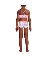 Lands' End Girls Chlorine Resistant Rash Guard Swim Top Bikini and Bottoms Upf 50 Swimsuit Set