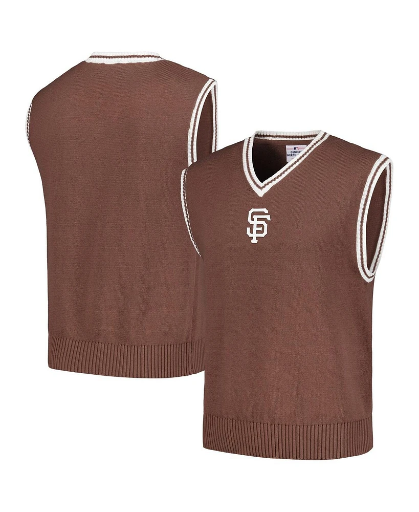 Men's Pleasures Brown San Francisco Giants Knit V-Neck Pullover Sweater Vest