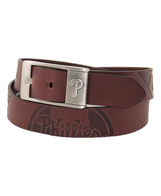 Men's Brown Philadelphia Phillies Brandish Leather Belt