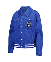 Women's The Wild Collective Blue San Jose Earthquakes Corduroy Button-Up Jacket