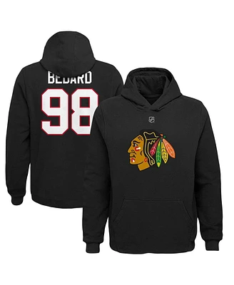 Big Boys Connor Bedard Black Chicago Blackhawks Player Name and Number Pullover Hoodie