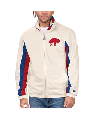 Men's Starter White Distressed Buffalo Bills Vintage-Like Rebound Full-Zip Track Jacket