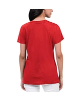 Women's G-iii 4Her by Carl Banks Red Distressed Los Angeles Angels Key Move V-Neck T-shirt