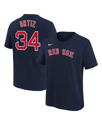 Big Boys Nike David Ortiz Navy Boston Red Sox Home Player Name and Number T-shirt