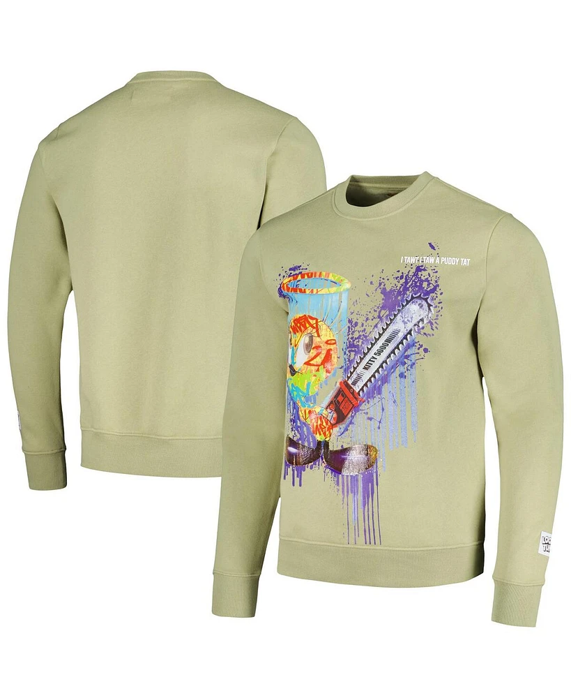 Men's and Women's Freeze Max Olive Looney Tunes Tweety Bird Splatter Horror Pullover Sweatshirt