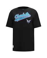 Women's Pro Standard Black Charlotte Hornets Script Boyfriend T-shirt