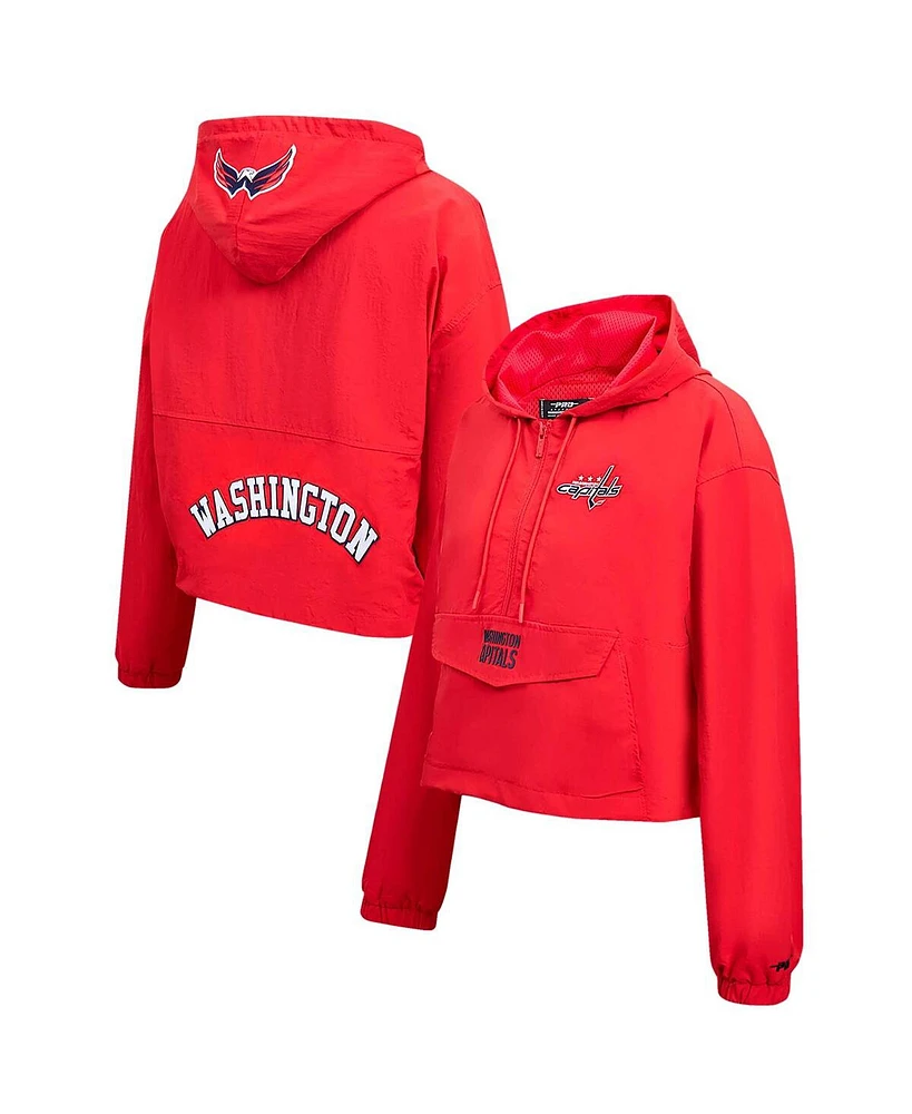 Women's Pro Standard Red Washington Capitals Classic Cropped Half-Zip Wind Jacket