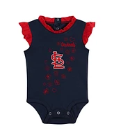 Baby Girls Fanatics Navy St. Louis Cardinals Happy Baseball Bodysuit, Bib and Bootie Set