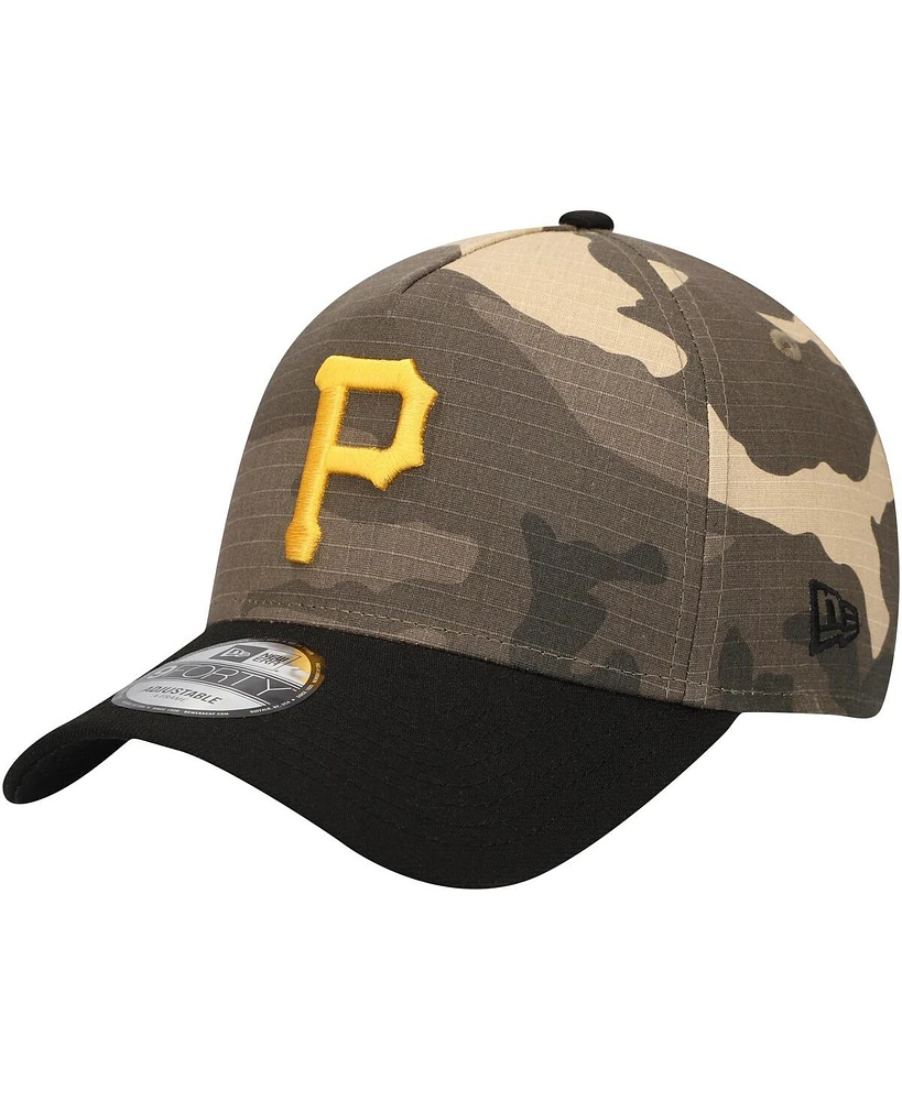 Men's New Era Pittsburgh Pirates Camo Crown A-Frame 9FORTY Adjustable Hat