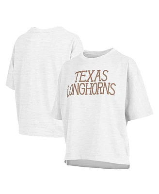 Women's Pressbox White Texas Longhorns Motley Crew Chain Stitch Slub Waist Length Boxy T-shirt