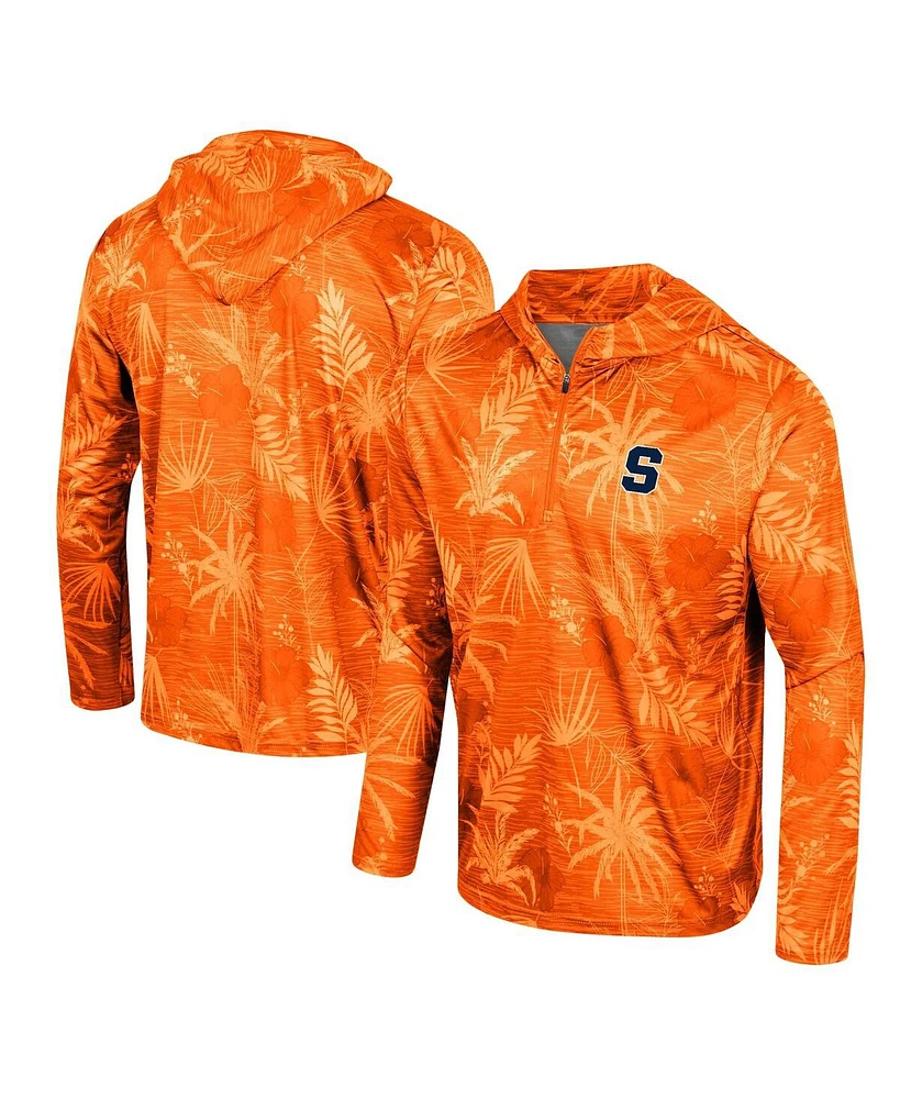 Men's Colosseum Orange Syracuse Palms Printed Lightweight Quarter-Zip Hooded Top