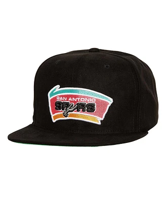 Men's Mitchell & Ness Black San Antonio Spurs Sweet Suede Snapback Hat