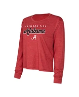 Women's Concepts Sport Crimson Alabama Tide Team Color Long Sleeve T-shirt and Shorts Set