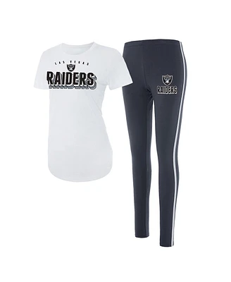 Women's Concepts Sport White, Charcoal Las Vegas Raiders Sonata T-shirt and Leggings Set