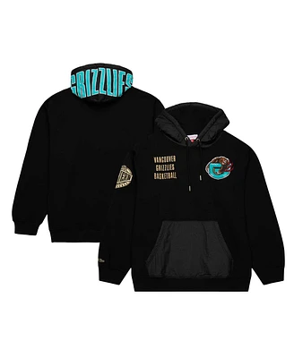 Men's Mitchell & Ness Black Distressed Vancouver Grizzlies Hardwood Classics Team Og 2.0 Vintage-Like Logo Fleece Pullover Hoodie