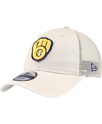 Men's New Era Stone Milwaukee Brewers Game Day 9TWENTY Adjustable Trucker Hat