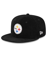 Men's New Era Black Pittsburgh Steelers Throwback Cord 59FIFTY Fitted Hat